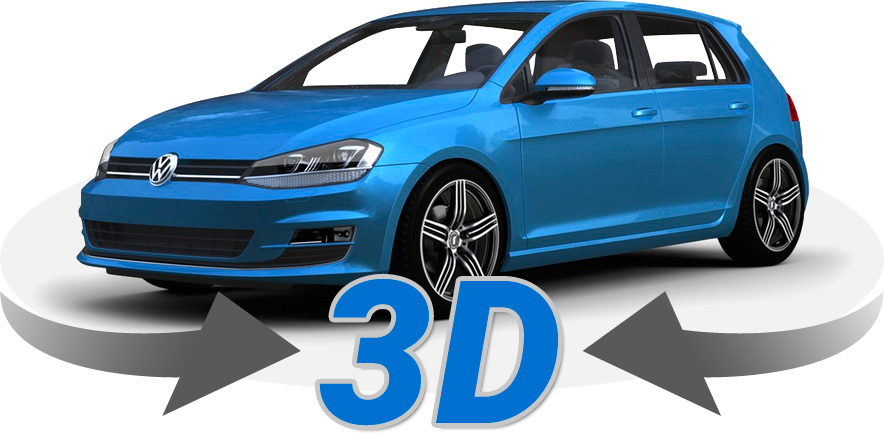 VW Golf mit Rondell 0217 schwarz/poliert in 3D